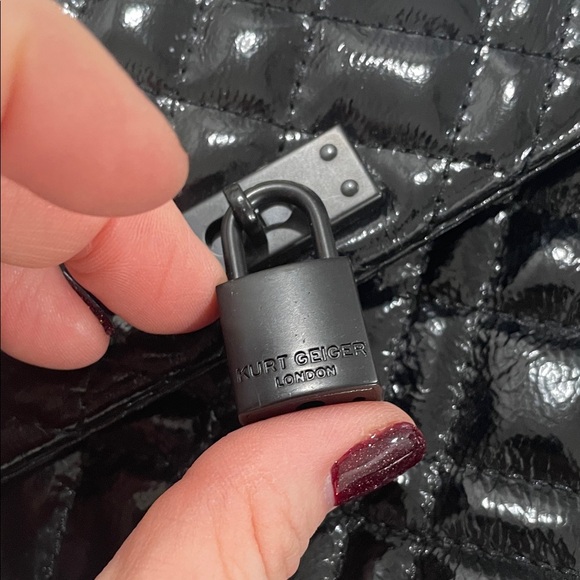 Kurt Geiger London Brixton Quilted Black Brixton Patent Leather Crossbody Bag - Picture 8 of 11